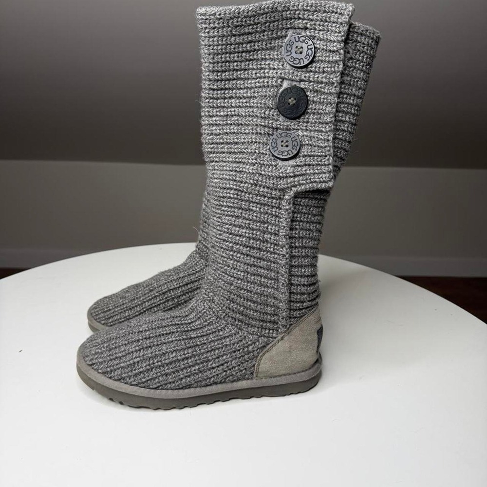 UGG Cardy Gray Knit Tall Boots Warm Cozy Boho Winter Fall Langdon-look